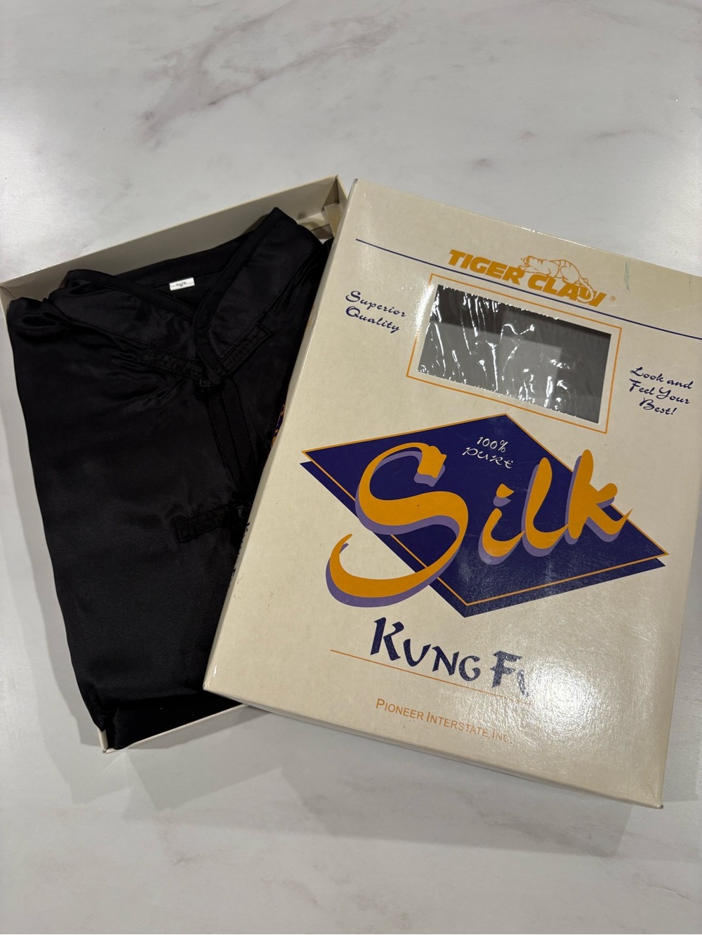 MENS AUTHENTIC Tiger Clad Silk Kung Fu Shirt - Black LARGE